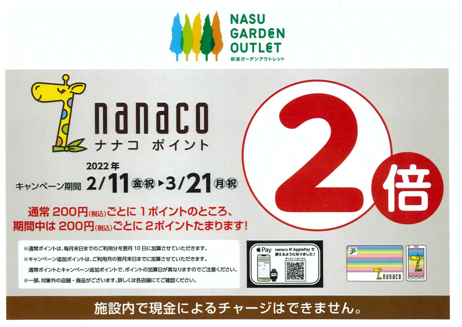 nanacoポイント２倍キャンペーン開催！｜イベント・ニュース｜那須