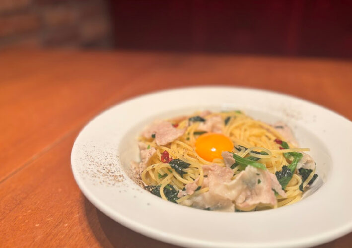 【冬の限定商品】とちぎ夢ポークとほうれん草のペペ玉パスタ