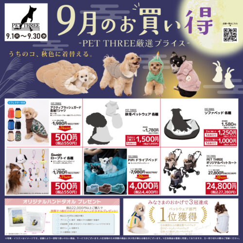 🍁9月のお買い得情報!秋のペットウェアが続々登場🐶🐱